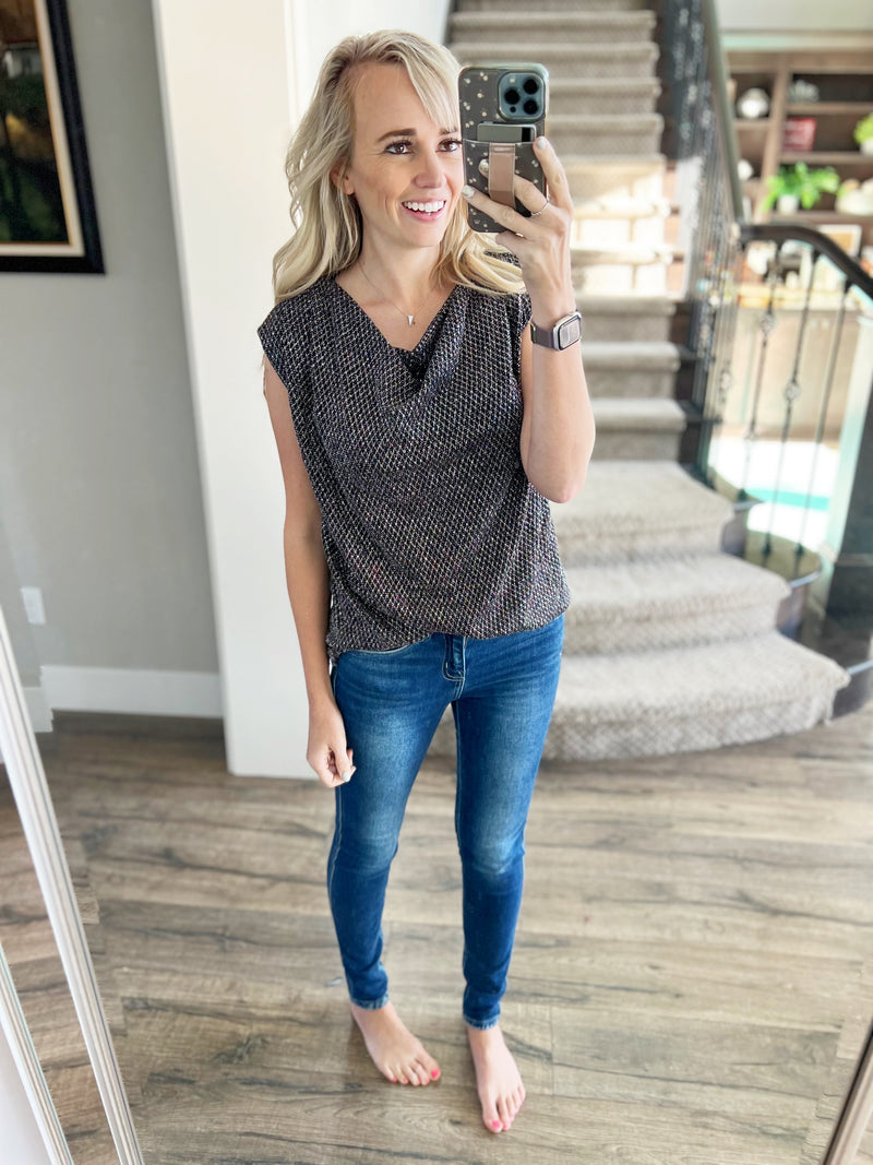 Let's Dance Draped Neck Top