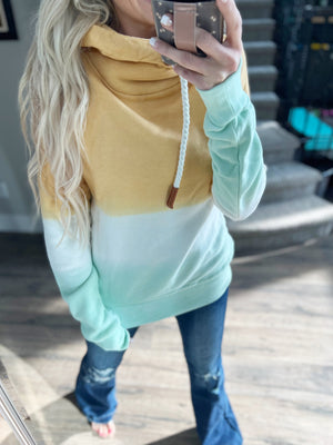 Wanakome Ombre Hoodie in Gold, Sage and Ivory
