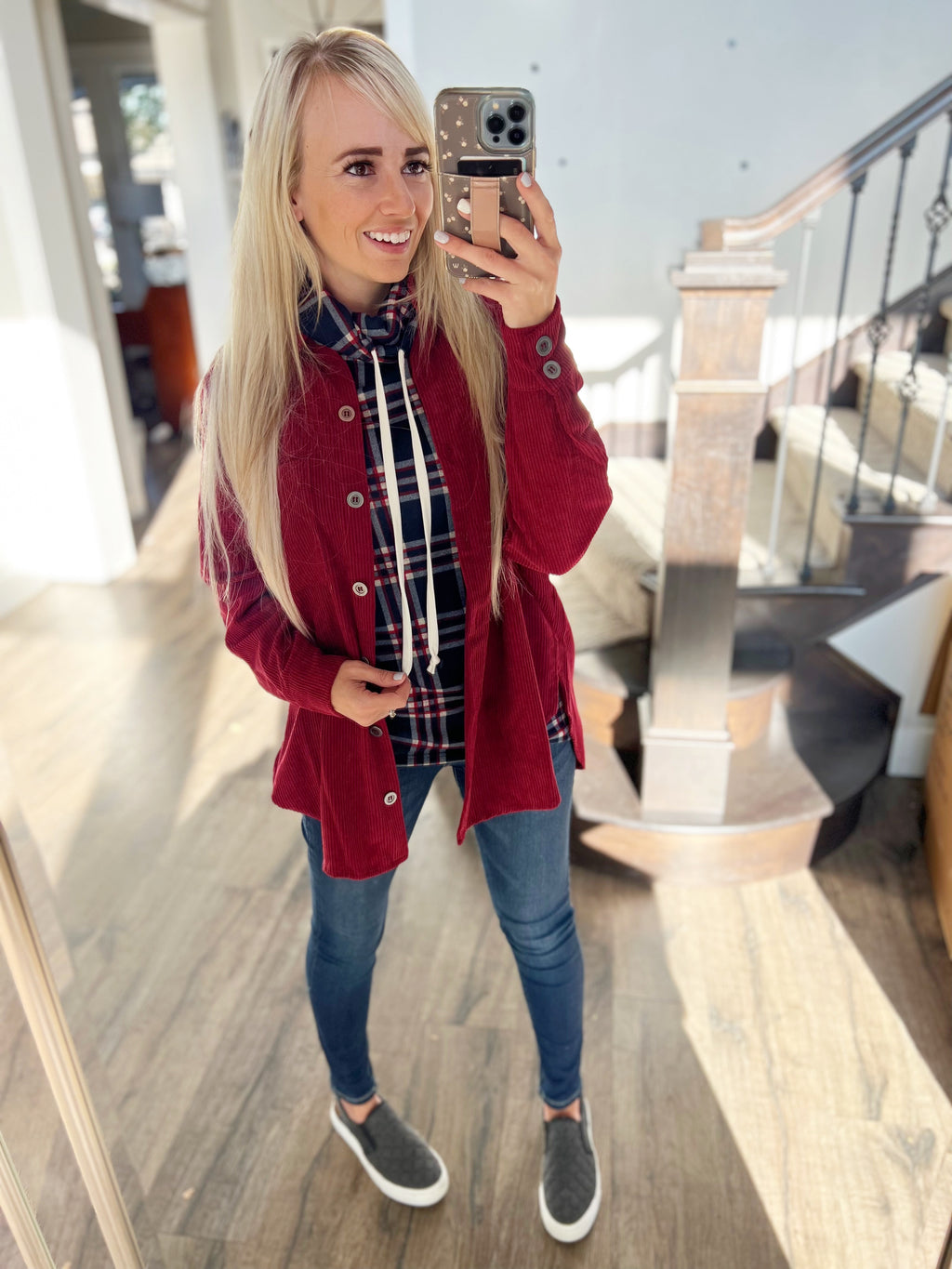 Enough For You Corduroy Jacket in Garnet
