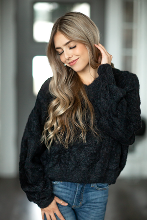 Worth It Fuzzy Sweater in Black (SALE)