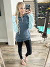 Wanakome Christine Quarter Zip Pullover in Blue and Navy