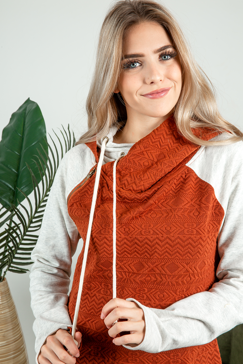 Meet Me Here Double Hoodie in Rust (SALE)