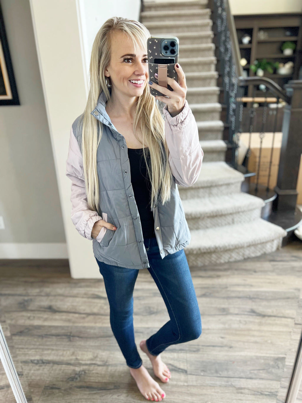 Sing It Loud Reversible Coat in Gray, Pink and Blue