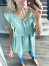Sugar & Spice Ruffle Tank in Sage