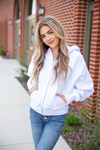 Fighting Me Zip Up Crop Hoodie in White