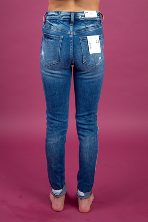 Vervet See It Happen Dark Wash Distressed Jeans