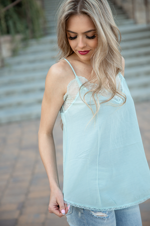 What a Time Lace Tank Top in Mint (SALE)