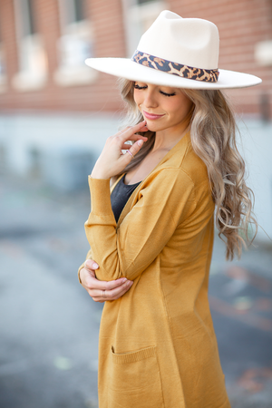 Live Today Button Up Cardigan in Gold