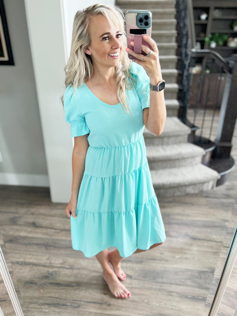 Friend in Me Tiered Dress in Mint