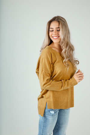 Hold Together Knit Pullover Sweater in Mustard (SALE)