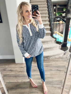 It's My Party Sweater Knit Top in Navy