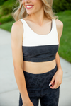Mono B Do Something Floral Textured Sports Bra in Black and White (SALE)