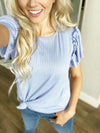 Dedicated To You Pointelle Top in Light Blue