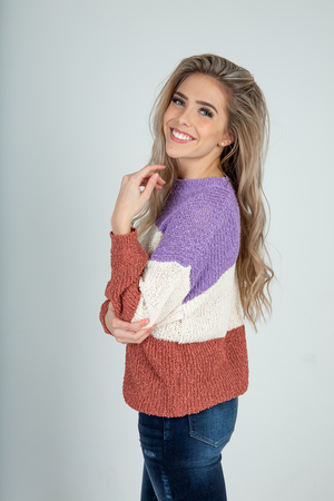 Could Ever Know Color Block Sweater in Lavender and Rust (SALE)