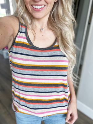 Feel Your Heart Multi Color Striped Tank Top (SALE)