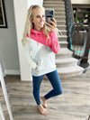 Wanakome Level Up Hoodie in Ivory, Gray and Coral