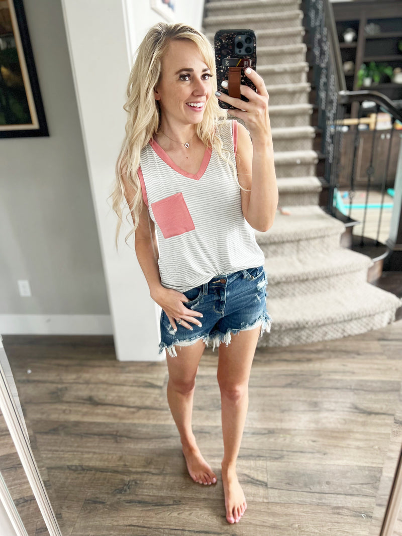 Prevent It Striped Tank in Coral (SALE)
