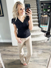 Rule Breaker Short Sleeve with Lace Cap Sleeves in Black