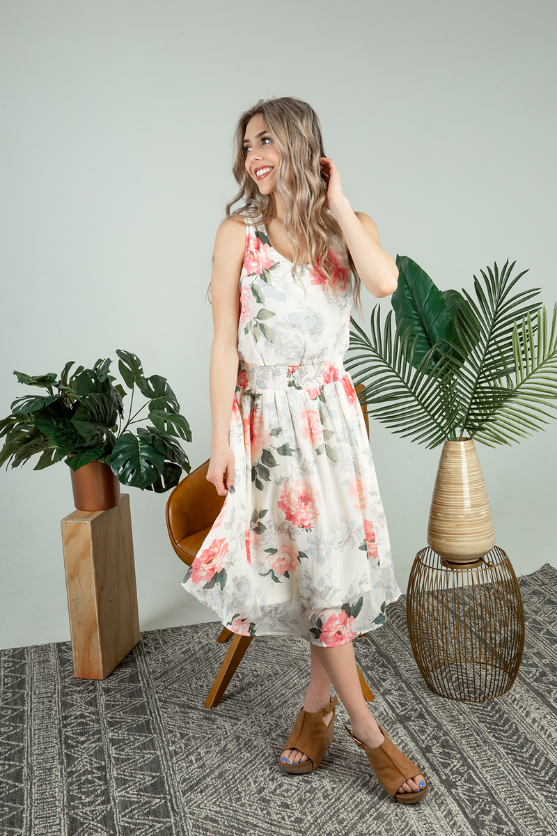 Spinning Around Floral Dress In Cream