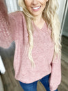 Working Together Sweater in Mauve Pink