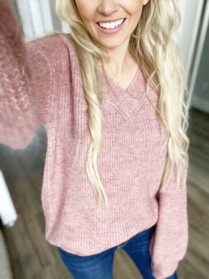 Working Together Sweater in Mauve Pink