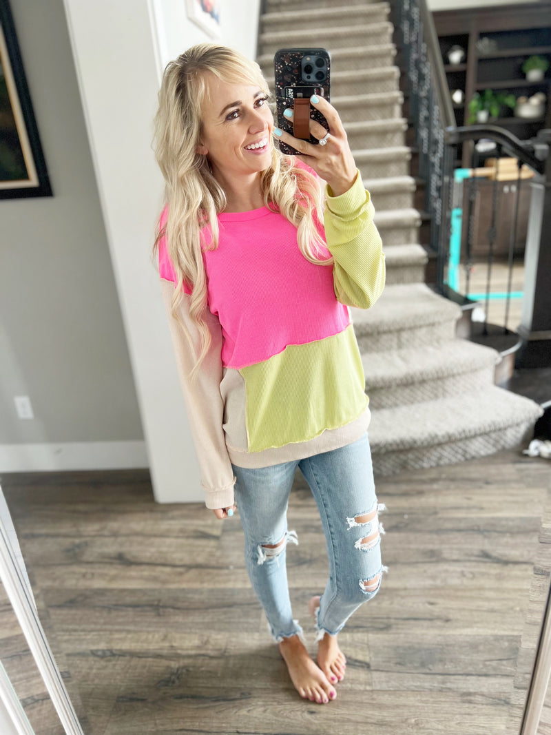 Ready to Fight Color Block Crew Neck