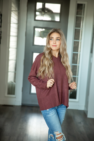 Walking Around Hooded Sweater in Plum (SALE)