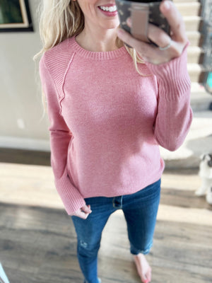 Keep Running Crew Neck Sweater in Light Pink