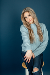 Where it Is Mock Neck Sweater in Dusty Blue (SALE)