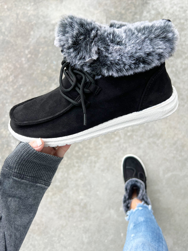 Gypsy Jazz Think About It Fur Booties in Black