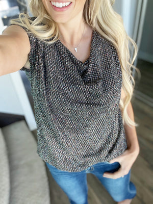 Let's Dance Draped Neck Top