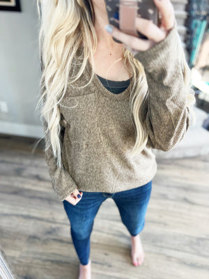 Expect Fun Brushed Top in Mocha