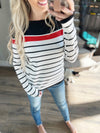 Way Up High Striped Sweater Top in Ivory and Red Rust