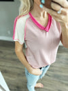 Clarissa's Color Block Top in Mauve