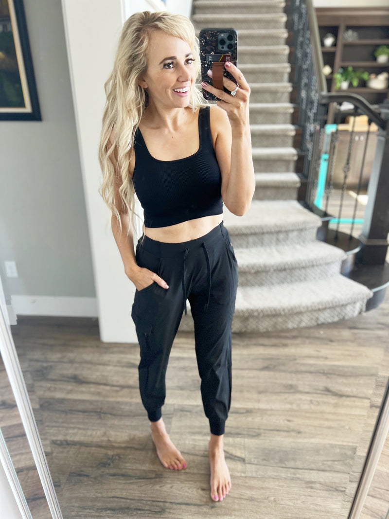 Miracle Ribbed Square Neck Padded Cropped Tank (Multiple Colors)