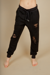 Let It Run Distressed Joggers in Black (SALE)