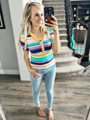 Doll Me Up Multi Striped Top