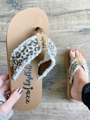 Gypsy Jazz Wait To Leave Animal Print Flip Flops (SALE)
