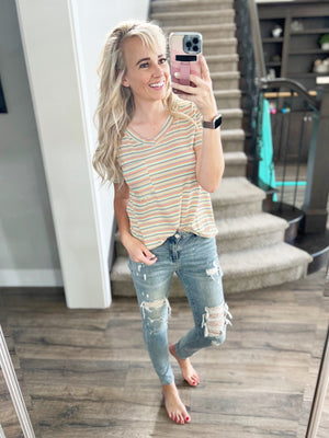 Have A Good Time Multi Colored Striped Top