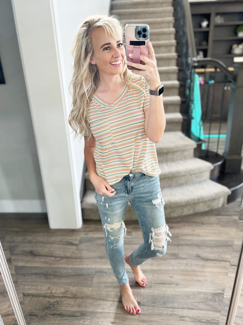 Have A Good Time Multi Colored Striped Top