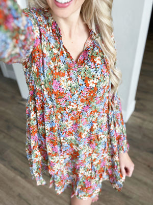 Loving Life Tiered Knee Length Floral Dress