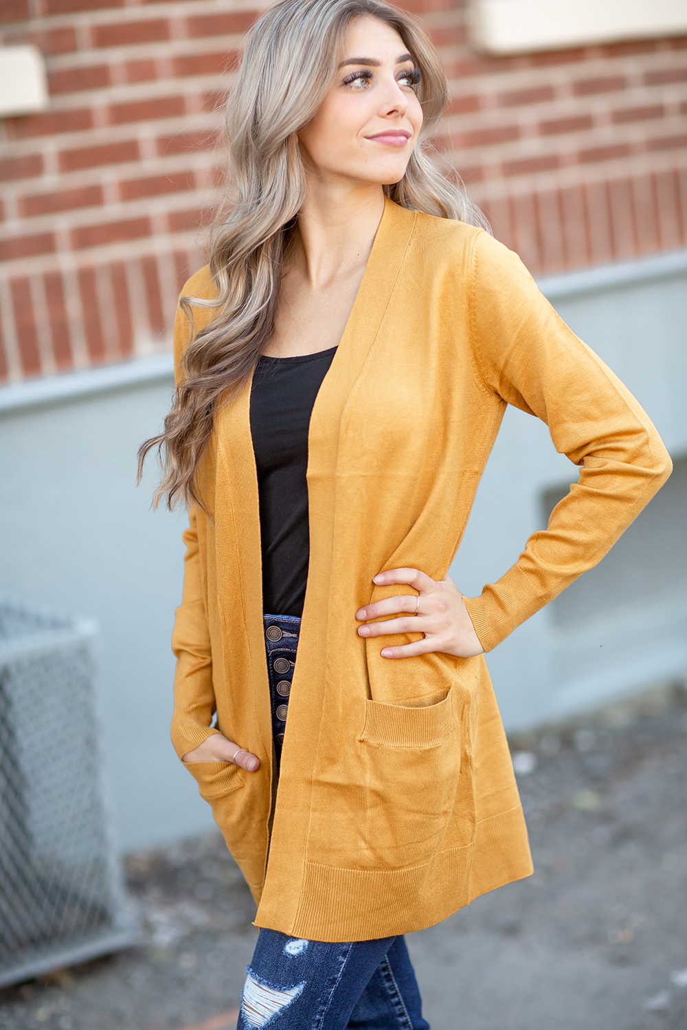 Yellow sales long cardigan