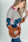 All Tonight Floral Hoodie in Navy and Rust (SALE)