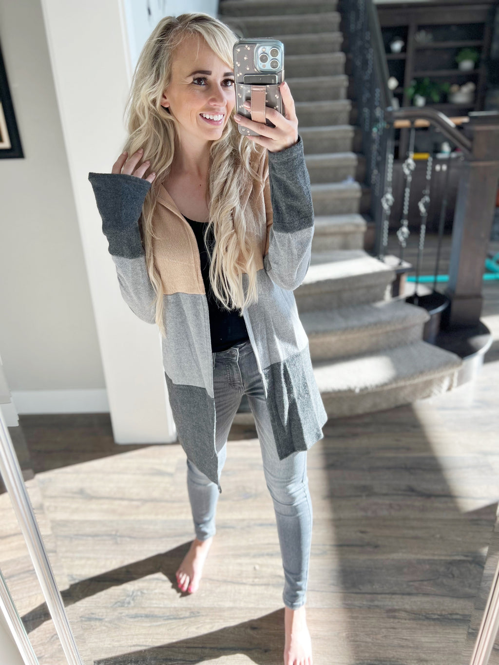 Let's Skip To The Good Part Color Block Hoodie Cardigan