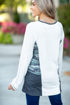 Met My Destiny Long Sleeve Top in Heather Ivory and Camo (SALE)