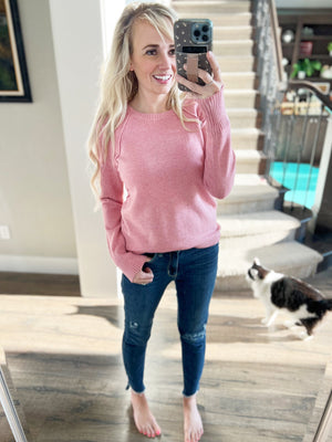 Keep Running Crew Neck Sweater in Light Pink