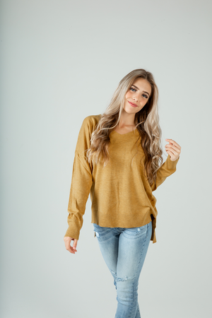Hold Together Knit Pullover Sweater in Mustard (SALE)