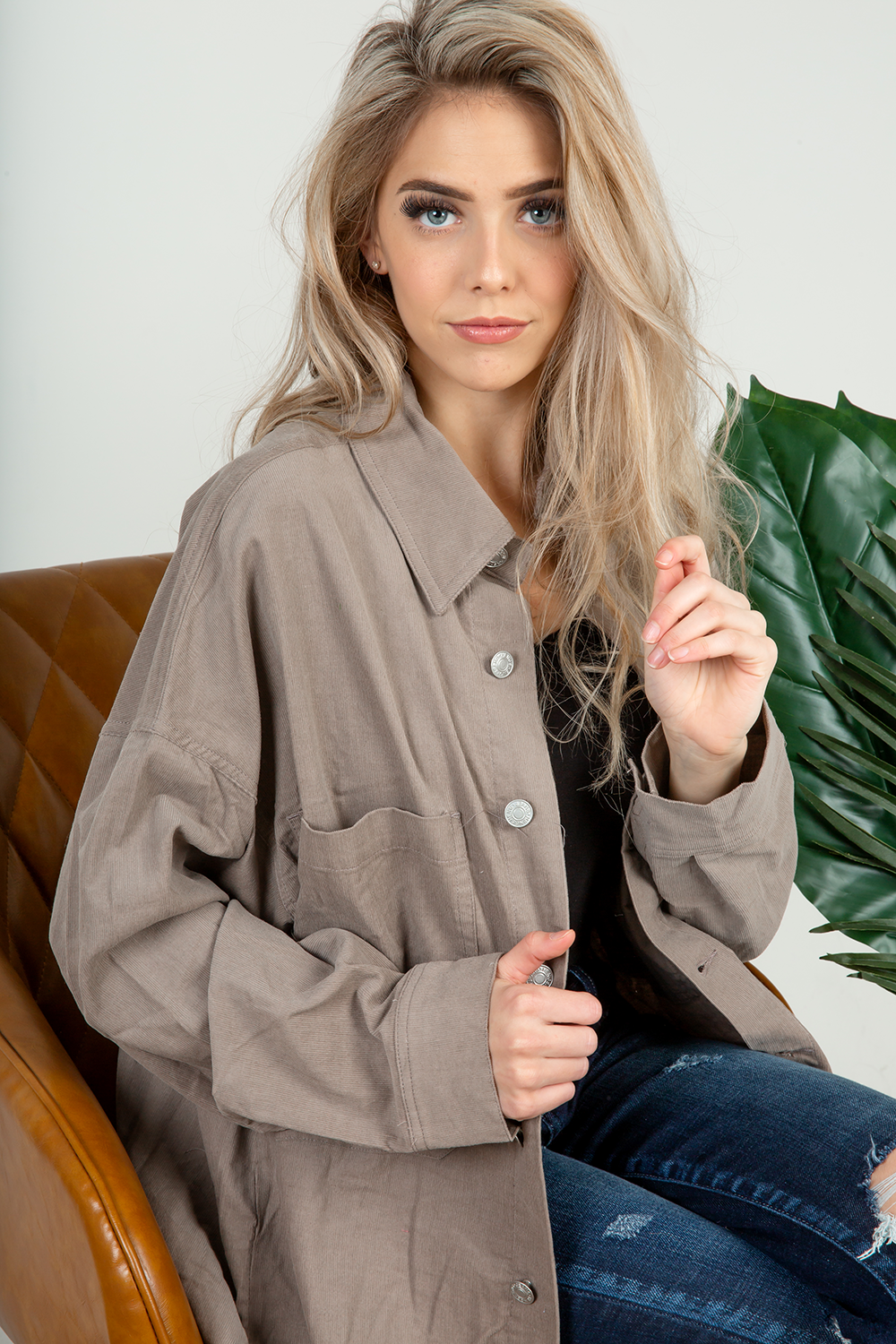 Make a List Corduroy Button Up Top in Mocha (SALE)