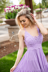All For It Dress With Floral Lace Detailing in Lavender