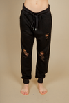 Let It Run Distressed Joggers in Black (SALE)